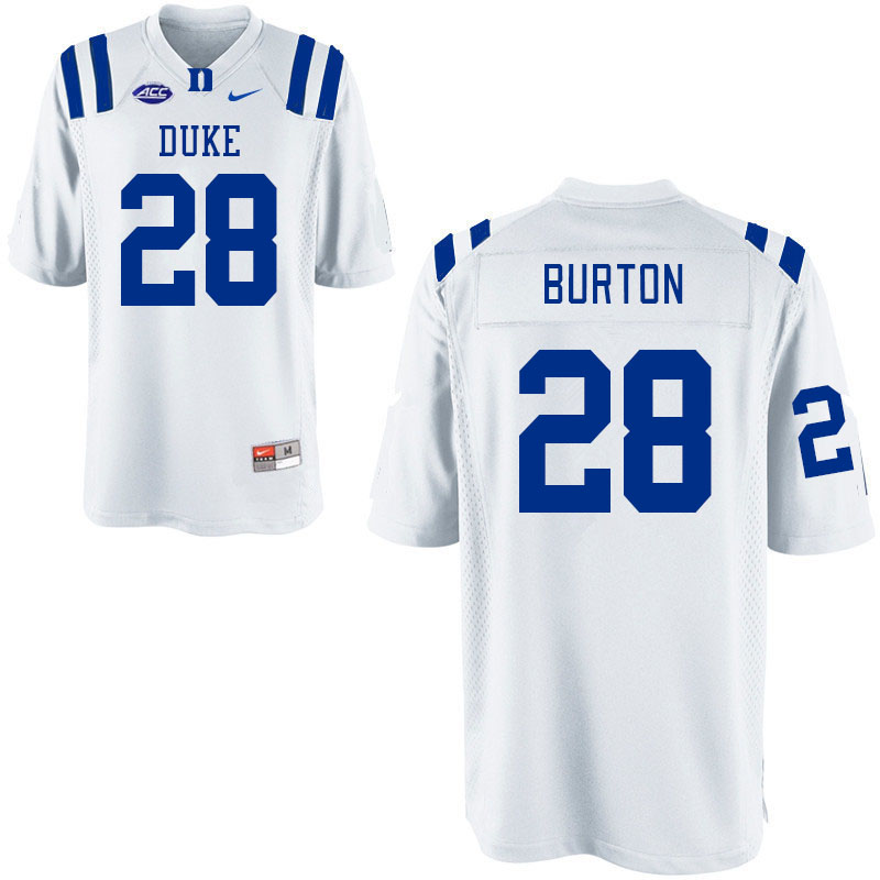 Duke Blue Devils #28 Clayton Burton College Football Jerseys Stitched Sale-White